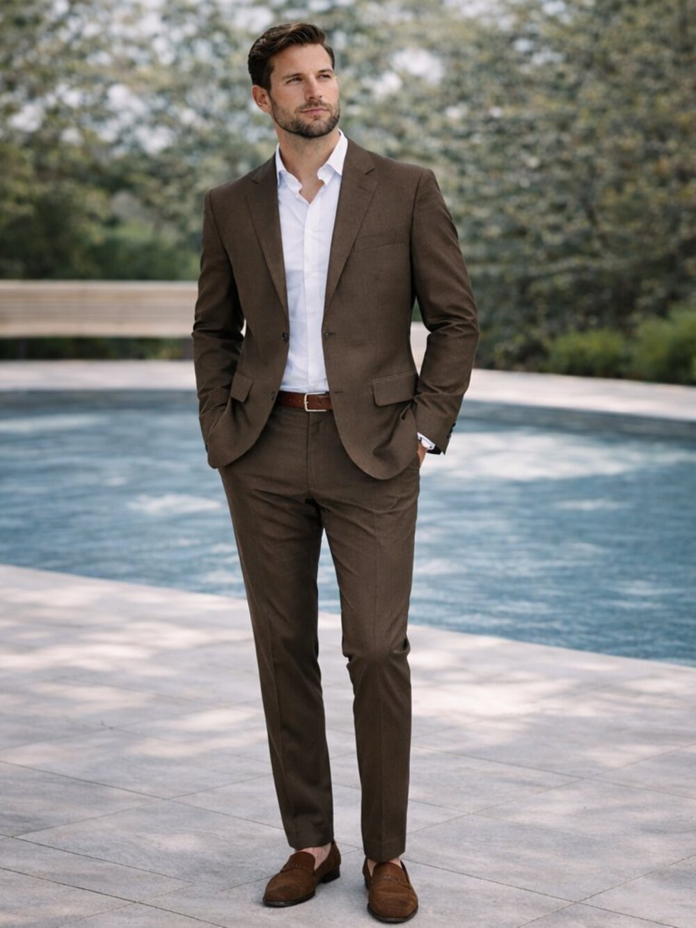 HUGO by Hugo Boss Brown Slim Fit Suit Set Jacket & Pants Men’s 36S / 30x30